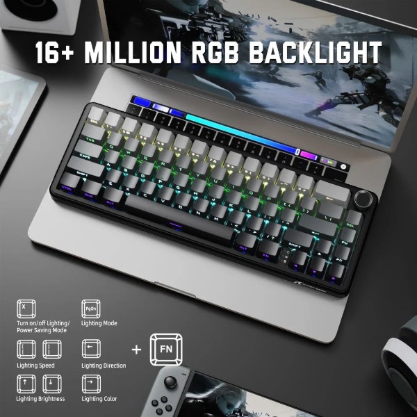 Фото - Клавиатура беспроводная игровая Attack Shark X66 66кл. RGB, Wireless, Moonlit Night (X66MN_AS)