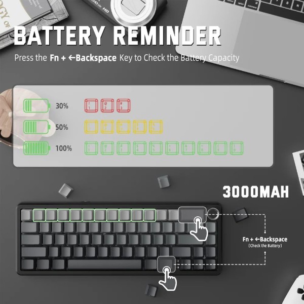 Фото - Клавиатура беспроводная игровая Attack Shark X66 66кл. RGB, Wireless, Moonlit Night (X66MN_AS)