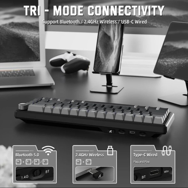 Фото - Клавиатура беспроводная игровая Attack Shark X66 66кл. RGB, Wireless, Moonlit Night (X66MN_AS)