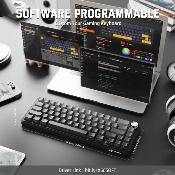 Фото - Клавиатура беспроводная игровая Attack Shark X66 66кл. RGB, Wireless, Moonlit Night (X66MN_AS)