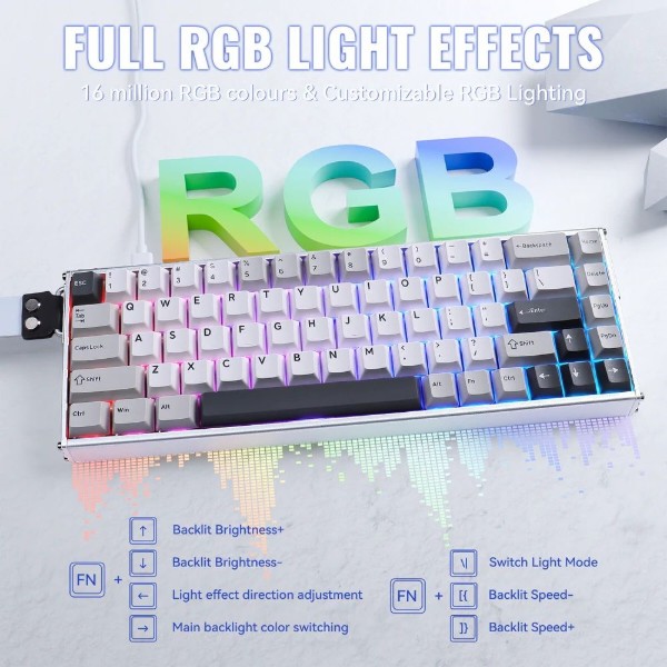 Фото - Клавіатура дротова ігрова Attack Shark X68 Max HE 68кл. RGB, USB-C, Starlight White (X68MAXSW_AS)