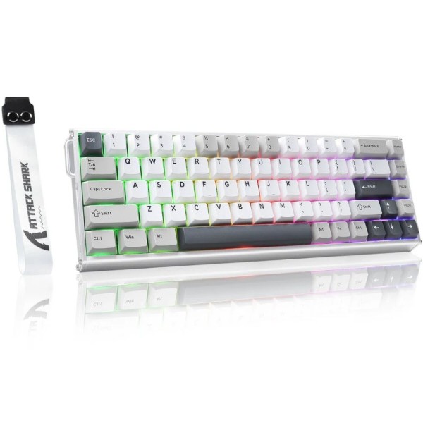 Фото - Клавіатура дротова ігрова Attack Shark X68 Max HE 68кл. RGB, USB-C, Starlight White (X68MAXSW_AS)