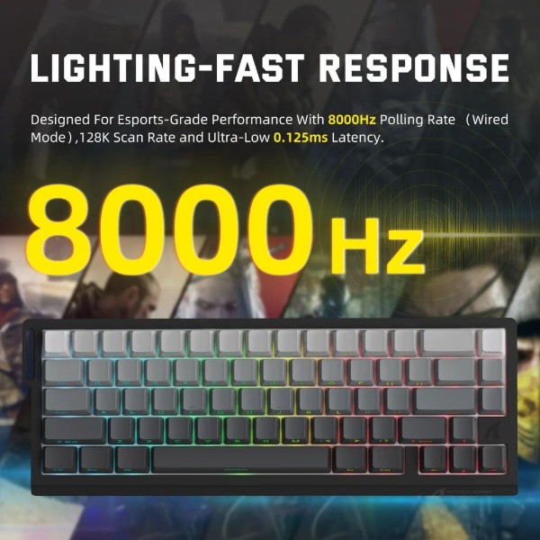Фото - Клавіатура бездротова ігрова Attack Shark X68 Pro 66кл. RGB, Wireless, Moonlit Night (X68PROHEML_AS)