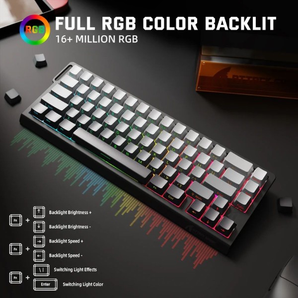 Фото - Клавіатура бездротова ігрова Attack Shark X68 Pro 66кл. RGB, Wireless, Moonlit Night (X68PROHEML_AS)