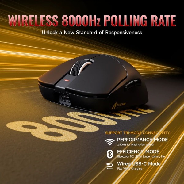 Фото - Мышь беспроводная игровая Attack Shark X8 ULTRA, Wireless/Bluetooth, 42000dpi. (PAW3950MAX), 6кн., Black (X8ULTRAB_AS)