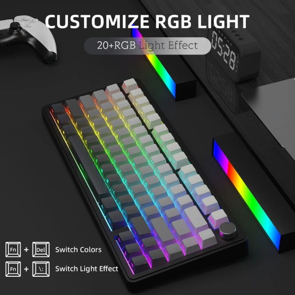 Фото - Клавиатура беспроводная игровая Attack Shark X85 82кл. RGB,Wireless, White Jade,Moonlit Night (AS-6972792471570-GB)