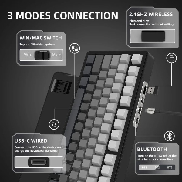 Фото - Клавиатура беспроводная игровая Attack Shark X85 82кл. RGB,Wireless, White Jade,Moonlit Night (AS-6972792471570-GB)