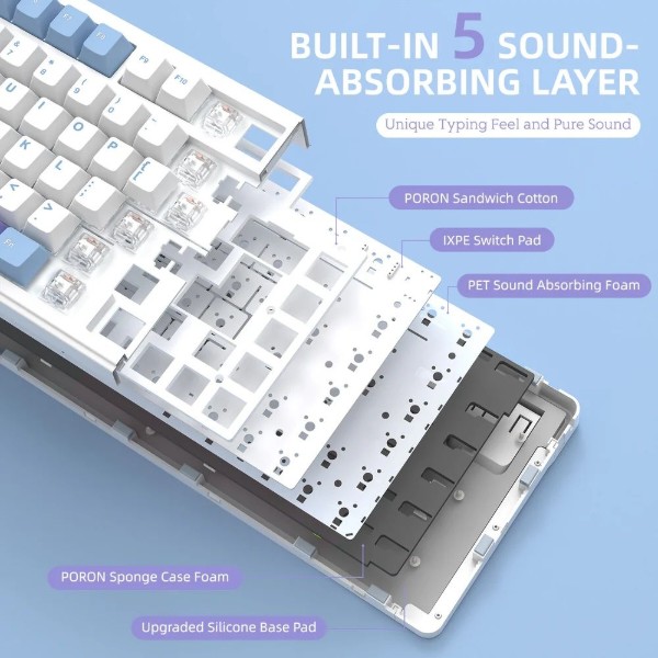 Фото - Клавіатура бездротова ігрова Attack Shark X85 82кл.RGB,Wireless,White Jade,Starlight White (AS-6972792470320-WP-UA)