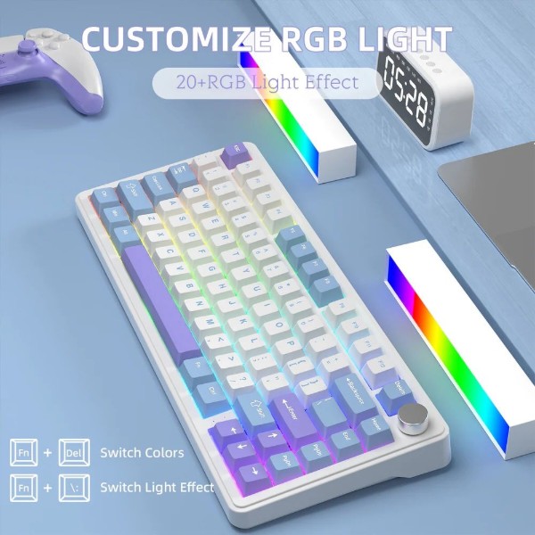Фото - Клавіатура бездротова ігрова Attack Shark X85 82кл.RGB,Wireless,White Jade,Starlight White (AS-6972792470320-WP-UA)
