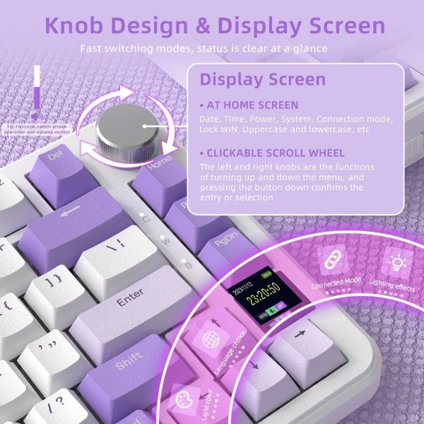 Фото - Клавиатура беспроводная игровая Attack Shark X85PRO 82кл. RGB, Wireless, Lavender (AS-6972792471105-L)