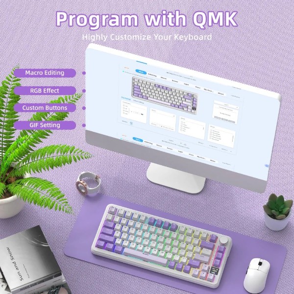 Фото - Клавиатура беспроводная игровая Attack Shark X85PRO 82кл. RGB, Wireless, Lavender (AS-6972792471105-L)