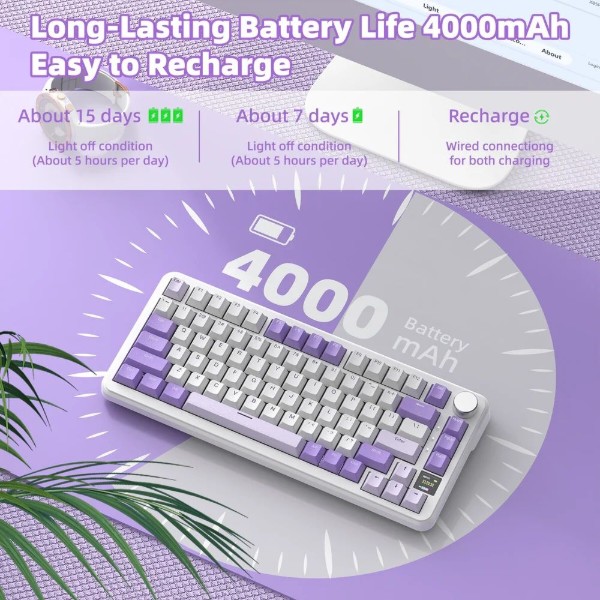 Фото - Клавиатура беспроводная игровая Attack Shark X85PRO 82кл. RGB, Wireless, Lavender (AS-6972792471105-L)