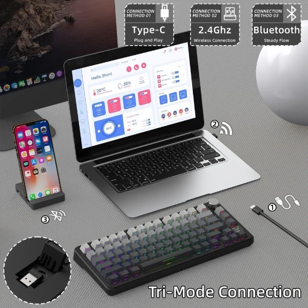 Фото - Клавіатура бездротова ігрова Attack Shark X85PRO 82кл. RGB, Wireless, Moonlit Night (X85PROMN_AS)