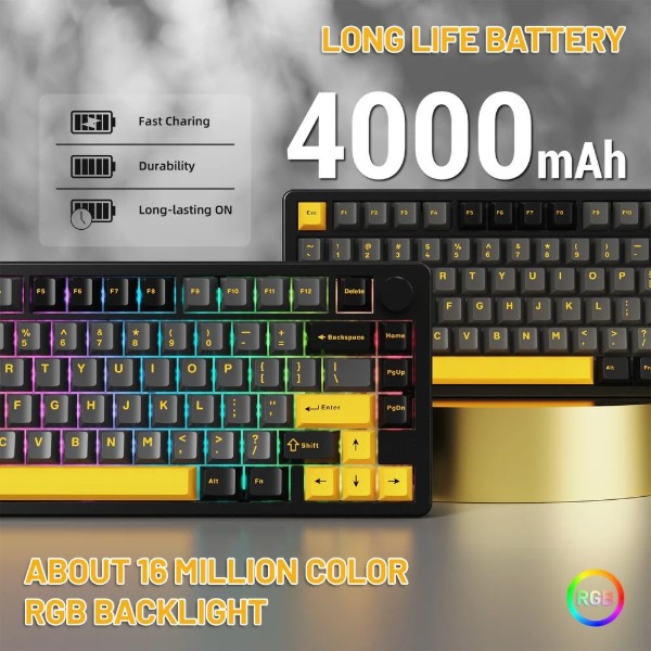 Фото - Клавіатура бездротова ігрова Attack Shark X86 82кл. RGB Wireless Matcha Switch Star Black (X86SB_AS)