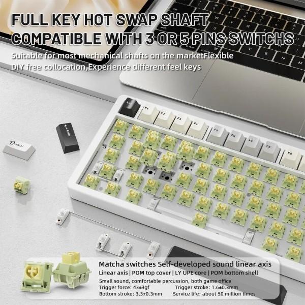Фото - Клавіатура бездротова ігрова Attack Shark X86 Starlight White (X86SW_AS)