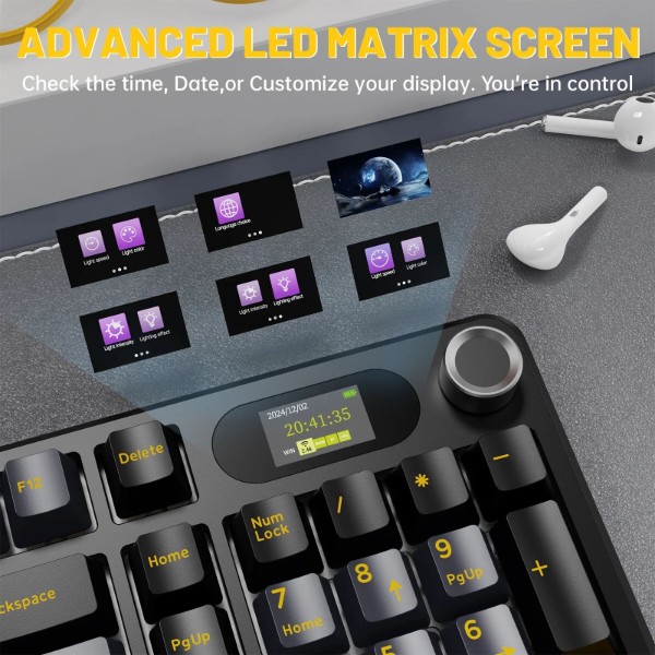 Фото - Клавіатура бездротова ігрова Attack Shark X98 Pro 99кл. RGB, Wireless, TFT disp., Star Black (AS-6972792470498-SB-UA)