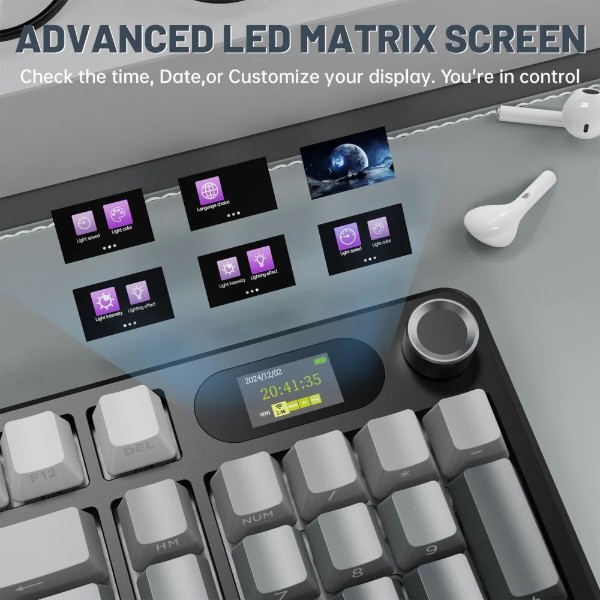 Фото - Клавіатура бездротова ігрова Attack Shark X98 Pro 99кл. RGB, Wireless, TFT disp., Moonlit Night (X98PROMN_AS)