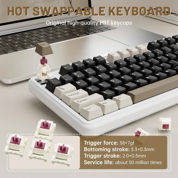 Фото - Клавиатура беспроводная игровая Attack Shark X98 Pro 99кл. RGB, Wireless, TFT disp., Cheese white (AS-6972792470559-CW-UA)