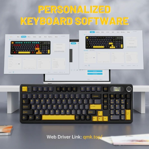 Фото - Клавіатура бездротова ігрова Attack Shark X98 Pro 99кл. RGB, Wireless, TFT disp., Star Black (AS-6972792470498-SB-UA)