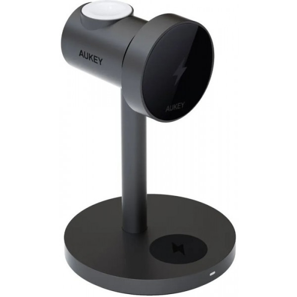 Фото - Бездротовий зарядний пристрій Aukey MagFusion 3-in-1 15W Qi2 (LC-MC311) Gray