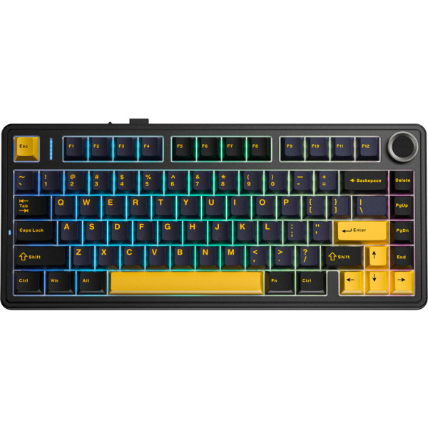 Фото - Клавіатура дротова ігрова Aula F75 Wired Gasket Black keycap pink switch EN/UA (6978080504890)