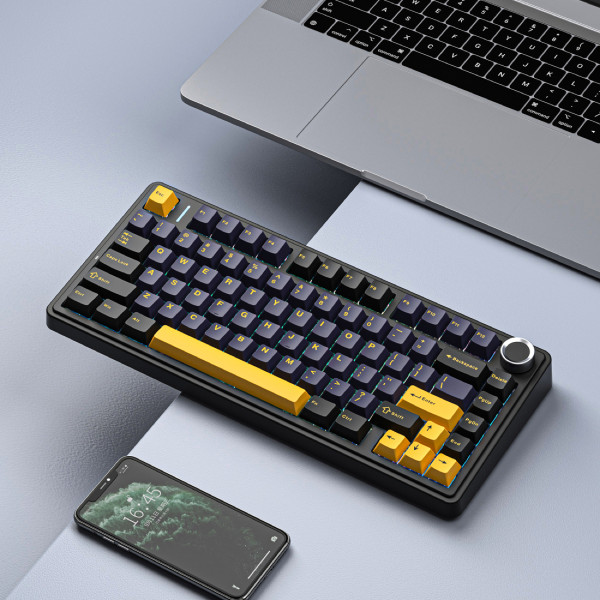 Фото - Клавіатура дротова ігрова Aula F75 Wired Gasket Black keycap pink switch EN/UA (6978080504890)