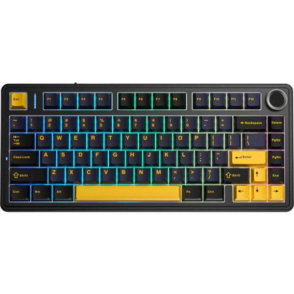 Фото - Клавіатура дротова ігрова Aula F75 Wired Gasket Black keycap pink switch EN/UA (6978080504890)