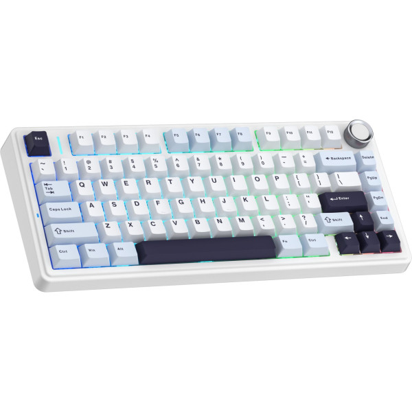 Фото - Клавиатура проводная игровая Aula F75 Wired Gasket White keycap pink switch EN/UA (6978080504883)