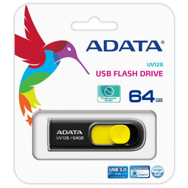 Фото - Флеш USB A-DATA UV128 64GB USB 3.0 Black/Yellow (AUV128-64G-RBY)