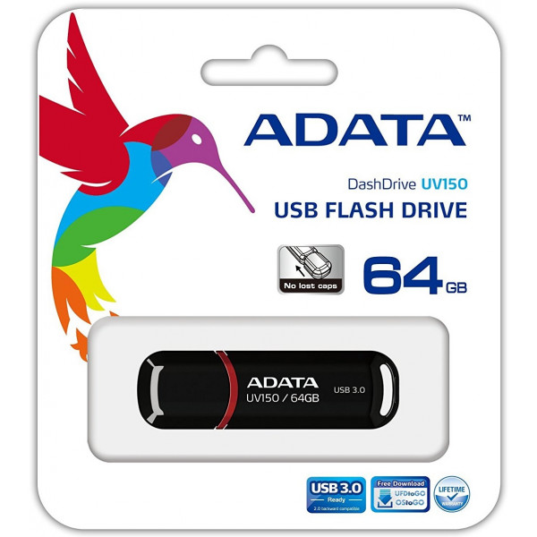 Фото - Флеш USB ADATA UV150 64GB USB 3.0 Black (AUV150-64G-RBK)