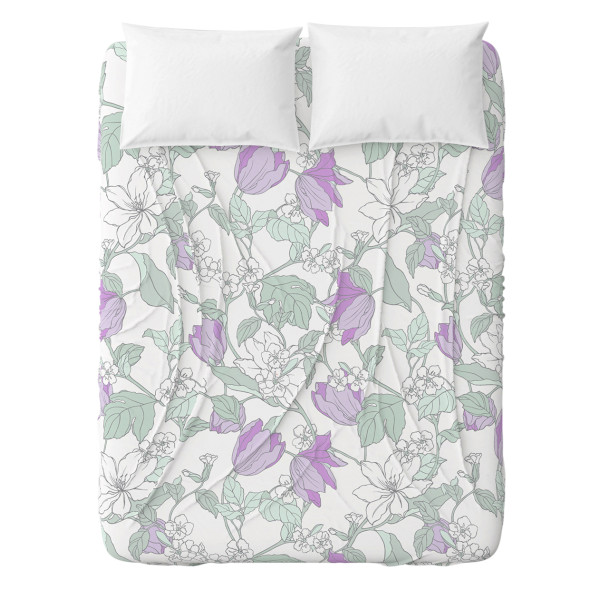 Фото - Простынь полуторная Home Line бязь 145Х215 весенний вечер лилово-ментоловый (173858)