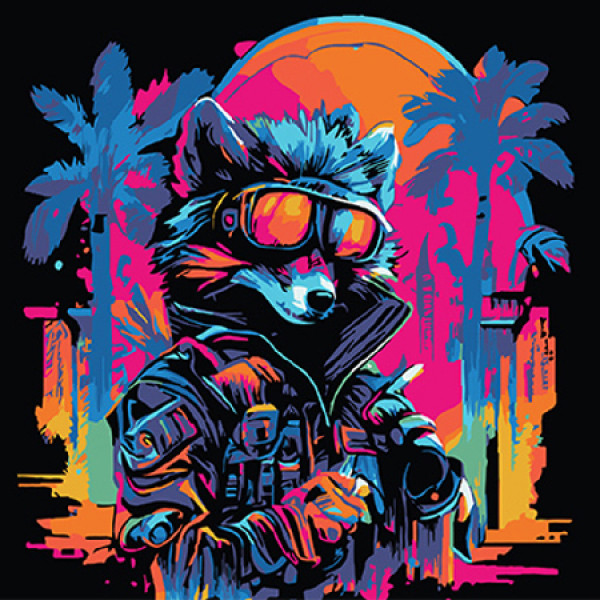 Фото - Картина за номерами Strateg Єнот у модних окулярах 40х40 см (AV4040-58)