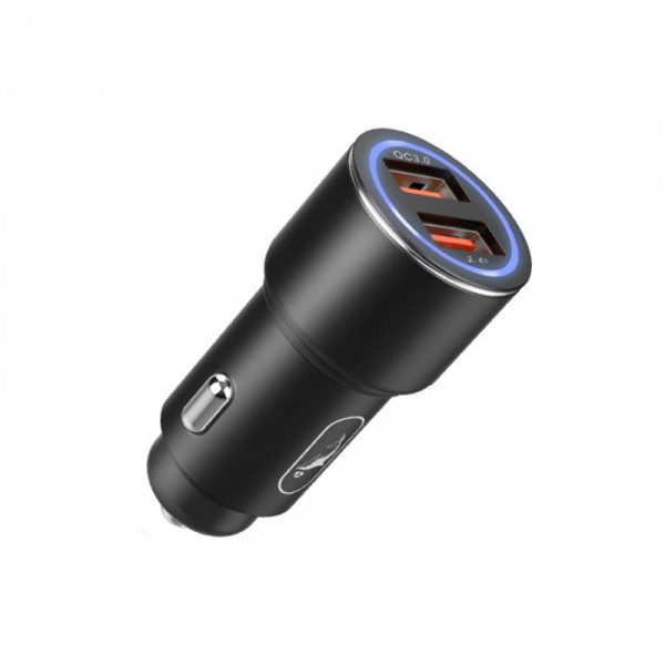 Фото - Автомобільний зарядний пристрій SkyDolphin SZ15 Aluminium QC3.0 (2USB, 2.4A) Black (AZP-000087)