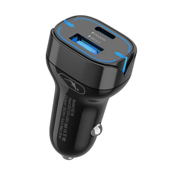 Фото - Автомобільний зарядний пристрій SkyDolphin SZ19 PD 20W + QC3.0 20W Black (AZP-000102)