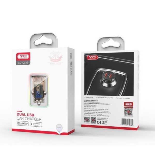 Фото - Автомобильное зарядное устройство XO 2USB 2.4A Black/Brown (XO-CC49)
