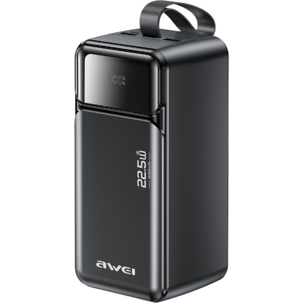 Фото - Батарея мобильная Awei PA-106 50000mAh 22,5W PD 3xUSB-C Black (6954284029537)