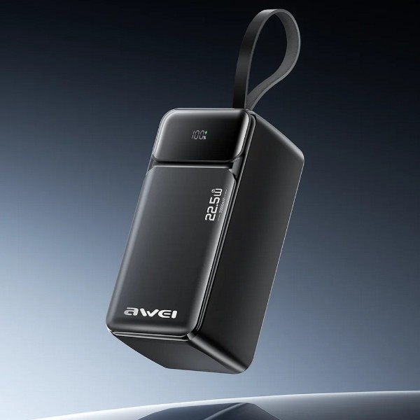 Фото - Батарея мобильная Awei PA-106 50000mAh 22,5W PD 3xUSB-C Black (6954284029537)