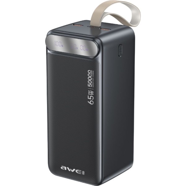 Фото - Батарея мобильная Awei PA-81 50000mAh 65W PD 2xUSB-A/USB-C Black (6954284029551)
