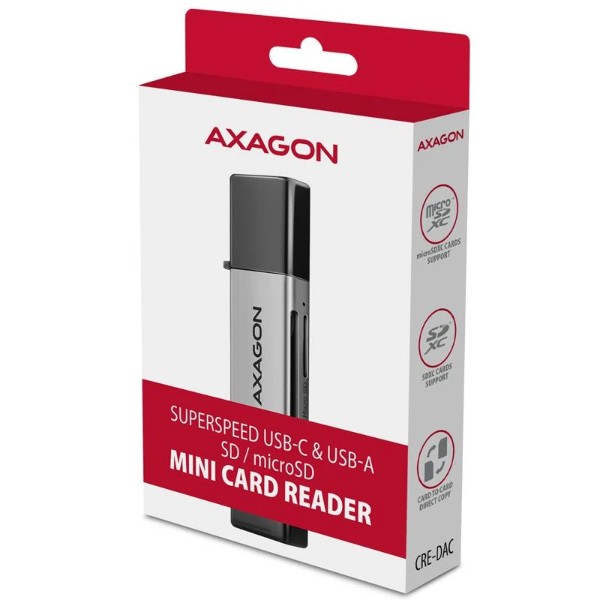 Фото - Кардридер AXAGON CRE-DAC SuperSpeed USB-C + USB-A card reader (CRE-DAC)