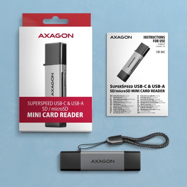 Фото - Кардридер AXAGON CRE-DAC SuperSpeed USB-C + USB-A card reader (CRE-DAC)