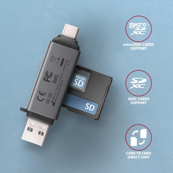 Фото - Кардридер AXAGON CRE-DAC SuperSpeed USB-C + USB-A card reader (CRE-DAC)