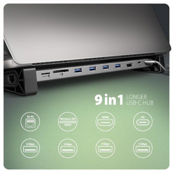 Фото - Хаб USB AXAGON HMC-10HLS USB-C 9в1 Silver (HMC-10HLS)