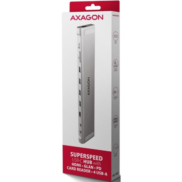 Фото - Хаб USB AXAGON HMC-10HLS USB-C 9в1 Silver (HMC-10HLS)