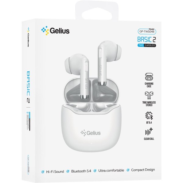 Фото - Навушники вкладиші бездротові TWS Gelius Basic 2 GP-TWS048 White (101655)