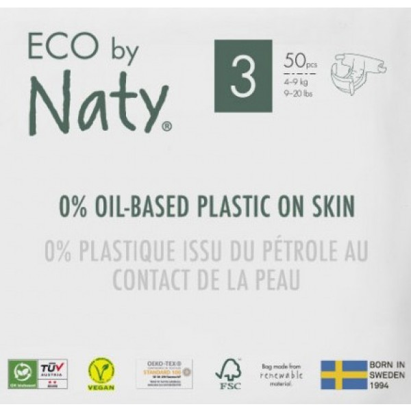 Фото - Одноразові підгузки Eco By Naty Органічні Розмір 3 (4-9 кг) 50 шт. (178426)