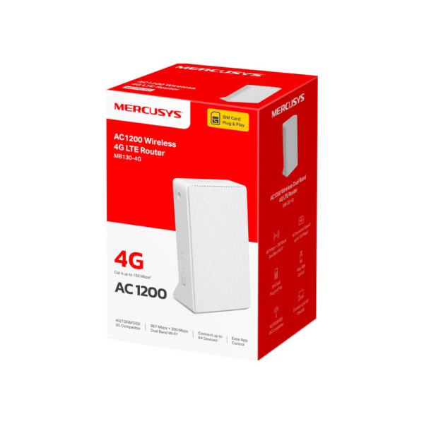 Фото - Маршрутизатор інтернет WiFi5+4G Mercusys MB130-4G