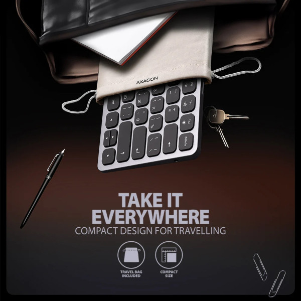 Фото - Клавіатура дротова AXAGON HMC-KB USB-C 5Gbps KEYBOARD 9in1 hub, EN/UA layout, Silver/Black (HMC-KB-CRL)