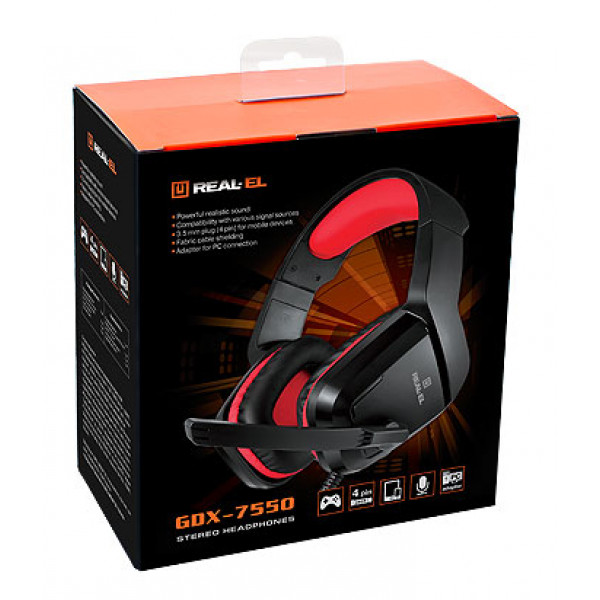Фото - Гарнитура проводная игровая REAL-EL GDX-7550 Black/Red