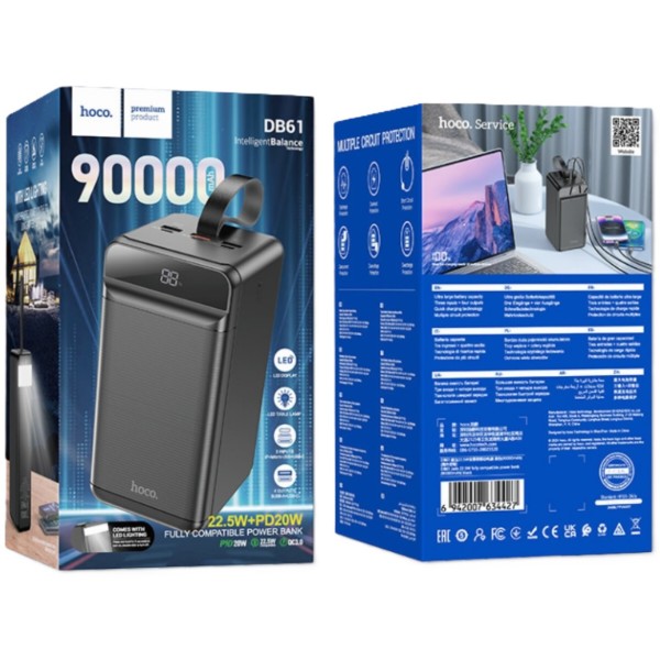 Фото - Батарея мобильная HOCO DB61 Jade 22.5W + LED 90000 mAh Black (715031)