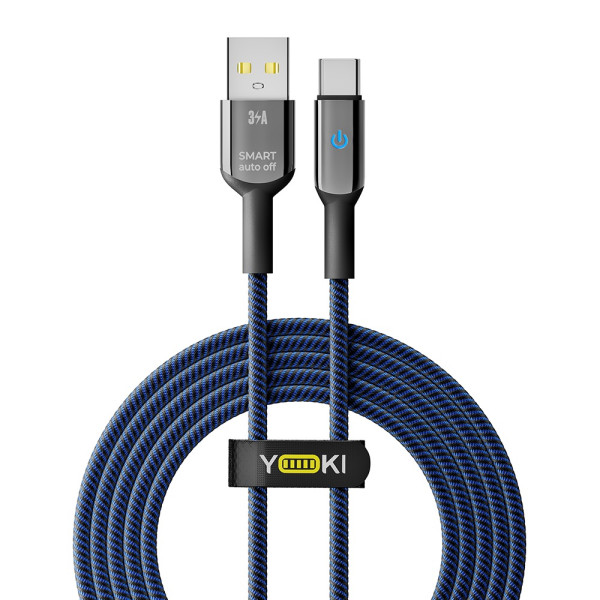 Фото - Кабель синхронізації даних YOKI SMART Type-C 3A 2m Black-Blue (YK-SM31)